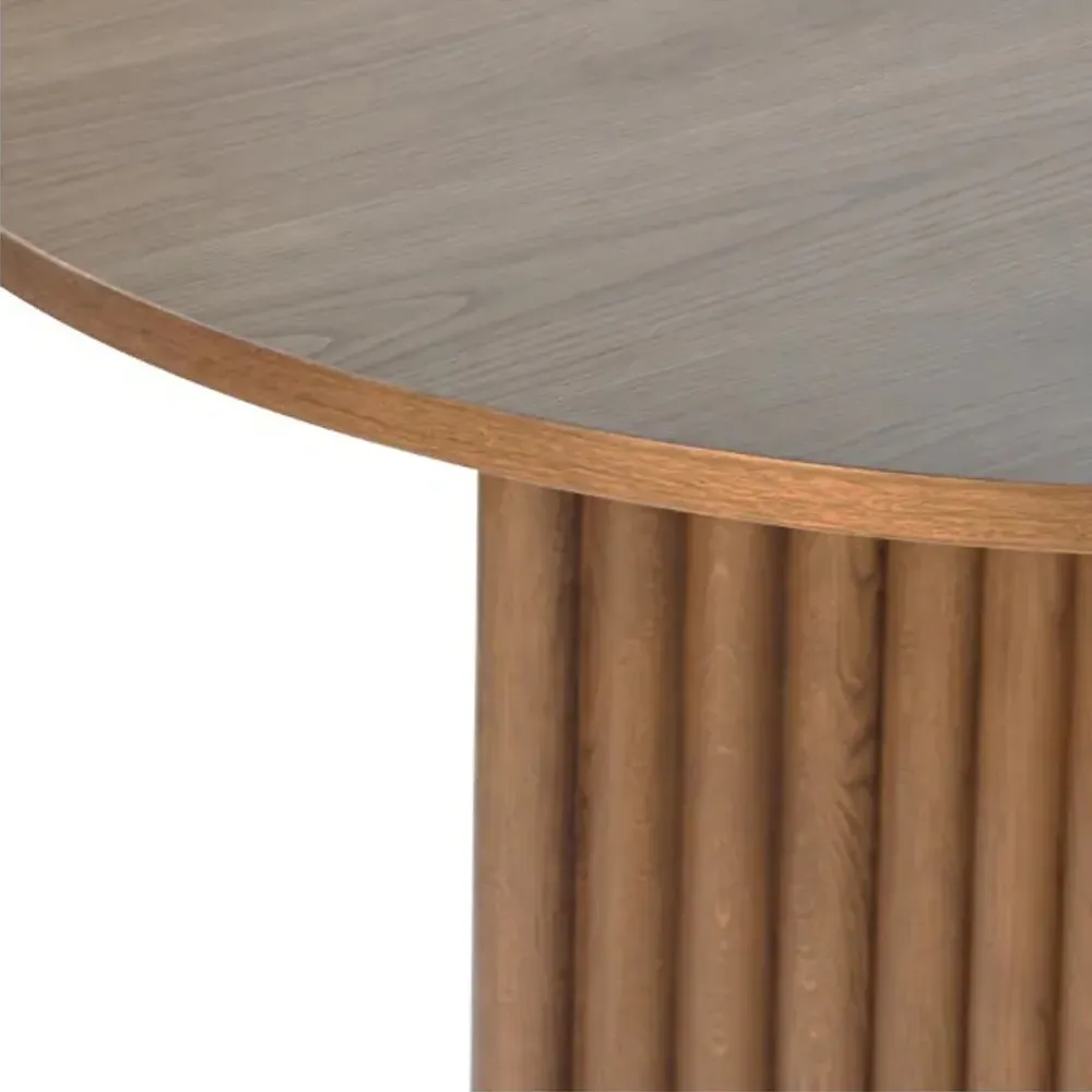 Erika Fluted Oval Dining Table - Brown, Oak