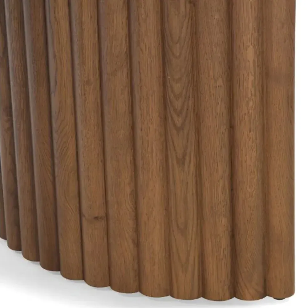 Erika Fluted Oval Dining Table - Brown, Oak