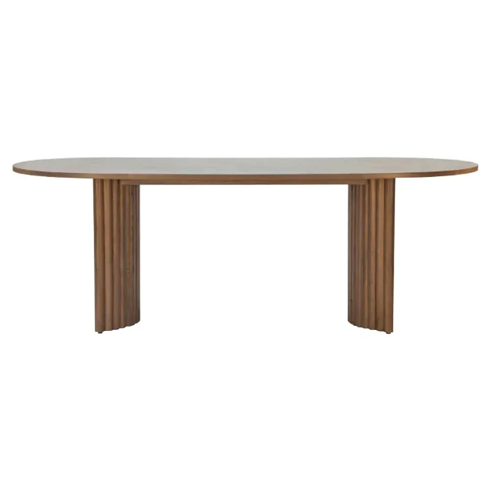Erika Fluted Oval Dining Table - Brown, Oak