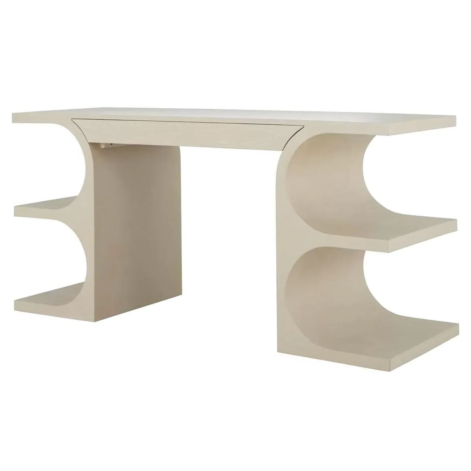 Erin Desk with Shelves - Cerused White, Oak