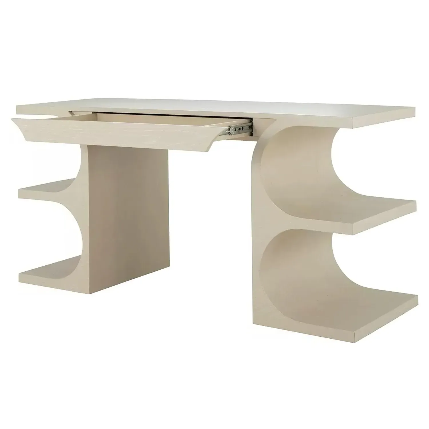 Erin Desk with Shelves - Cerused White, Oak