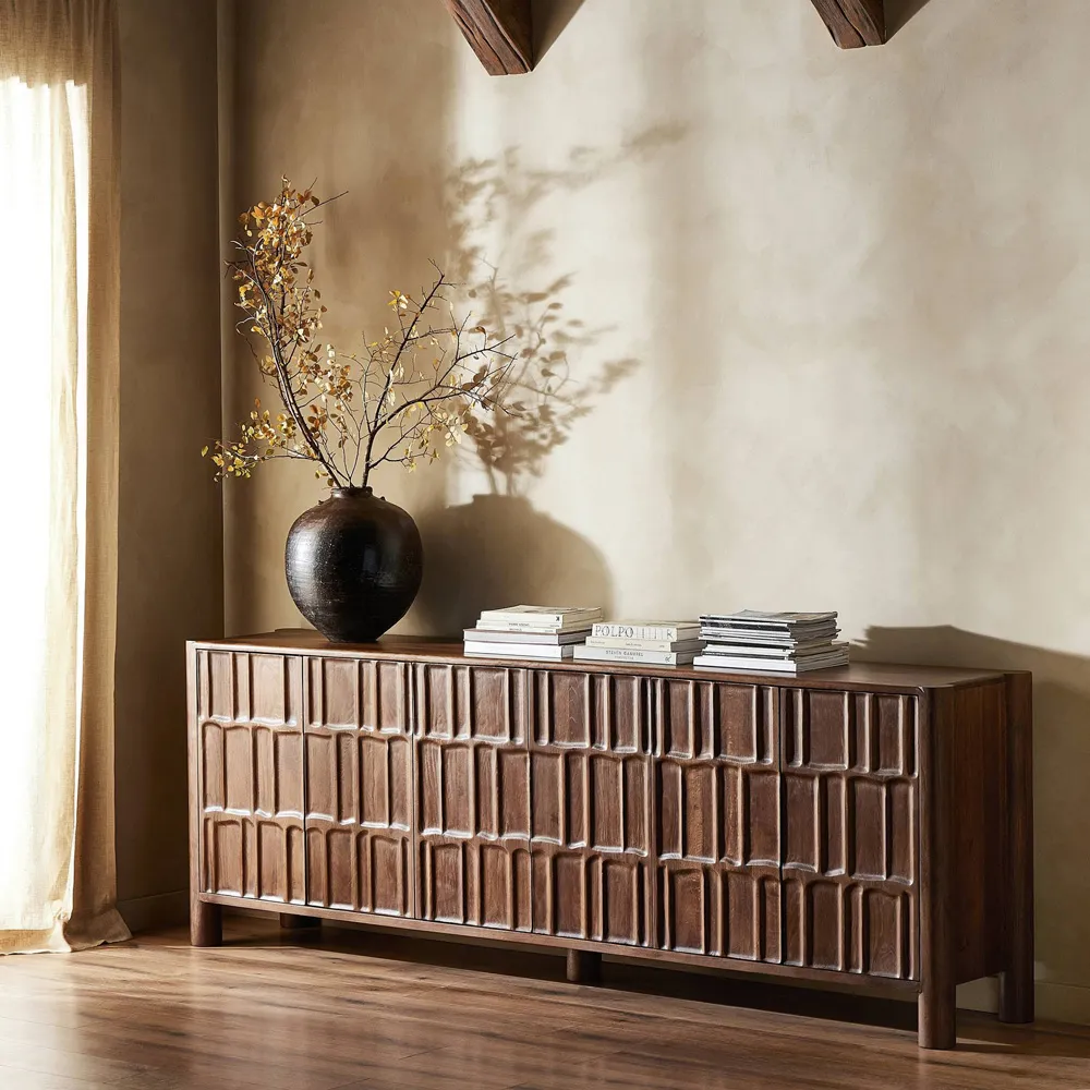 Erin Media Console - Brown, Oak