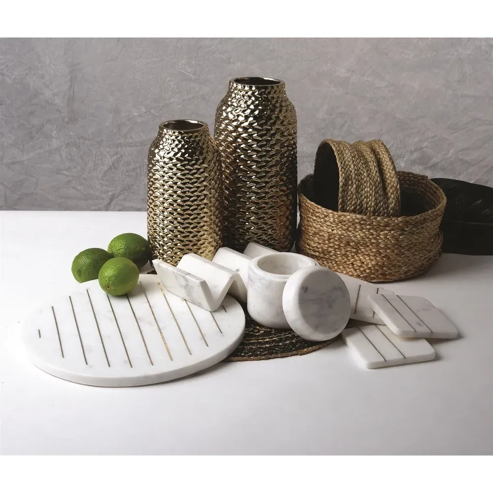 Erin Square Coasters Set of 4 - White, Marble