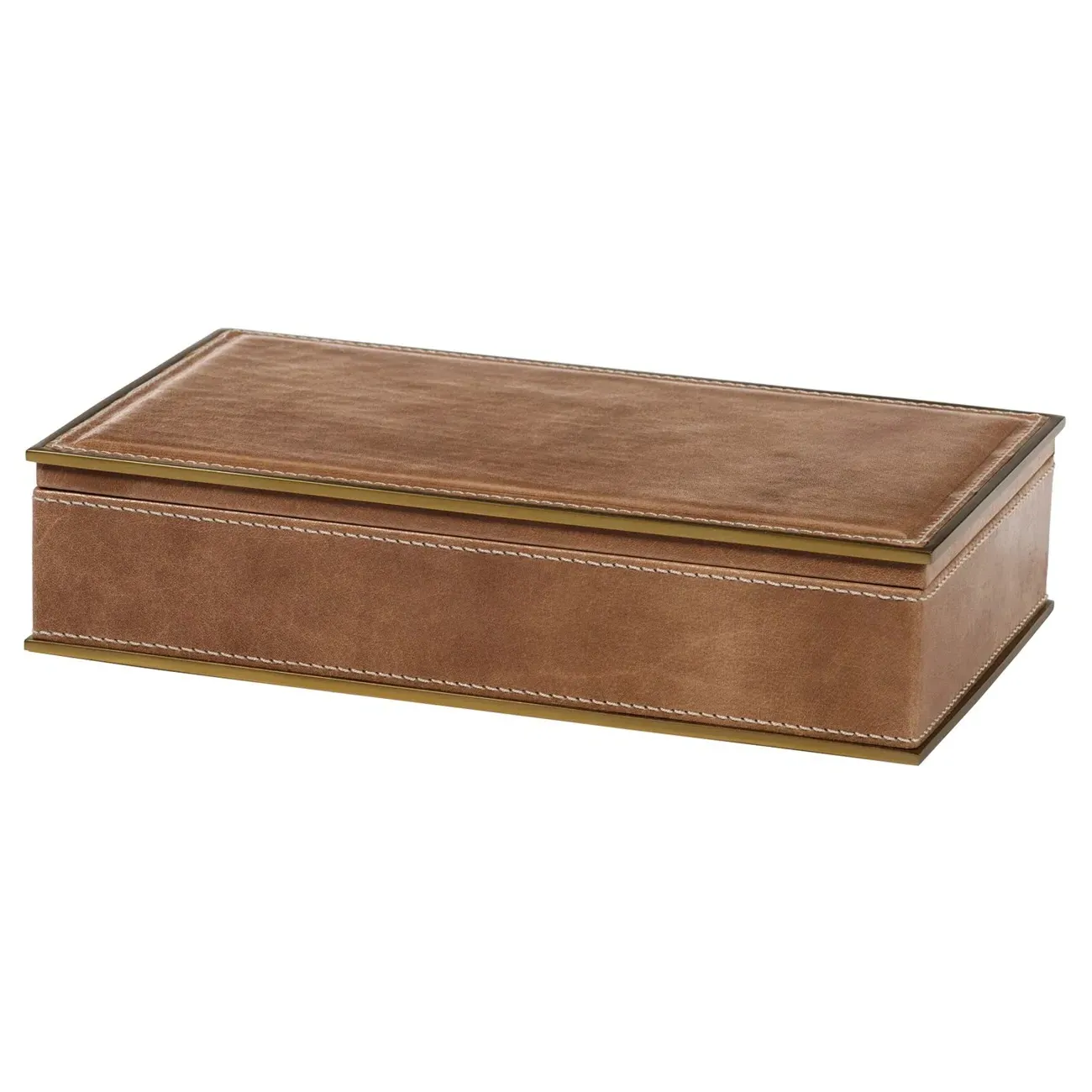 Eron Large Decorative Box - Brown, Leather