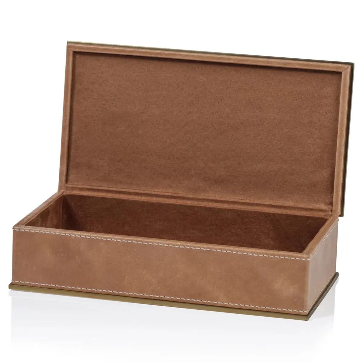 Eron Small Decorative Box - Brown, Leather