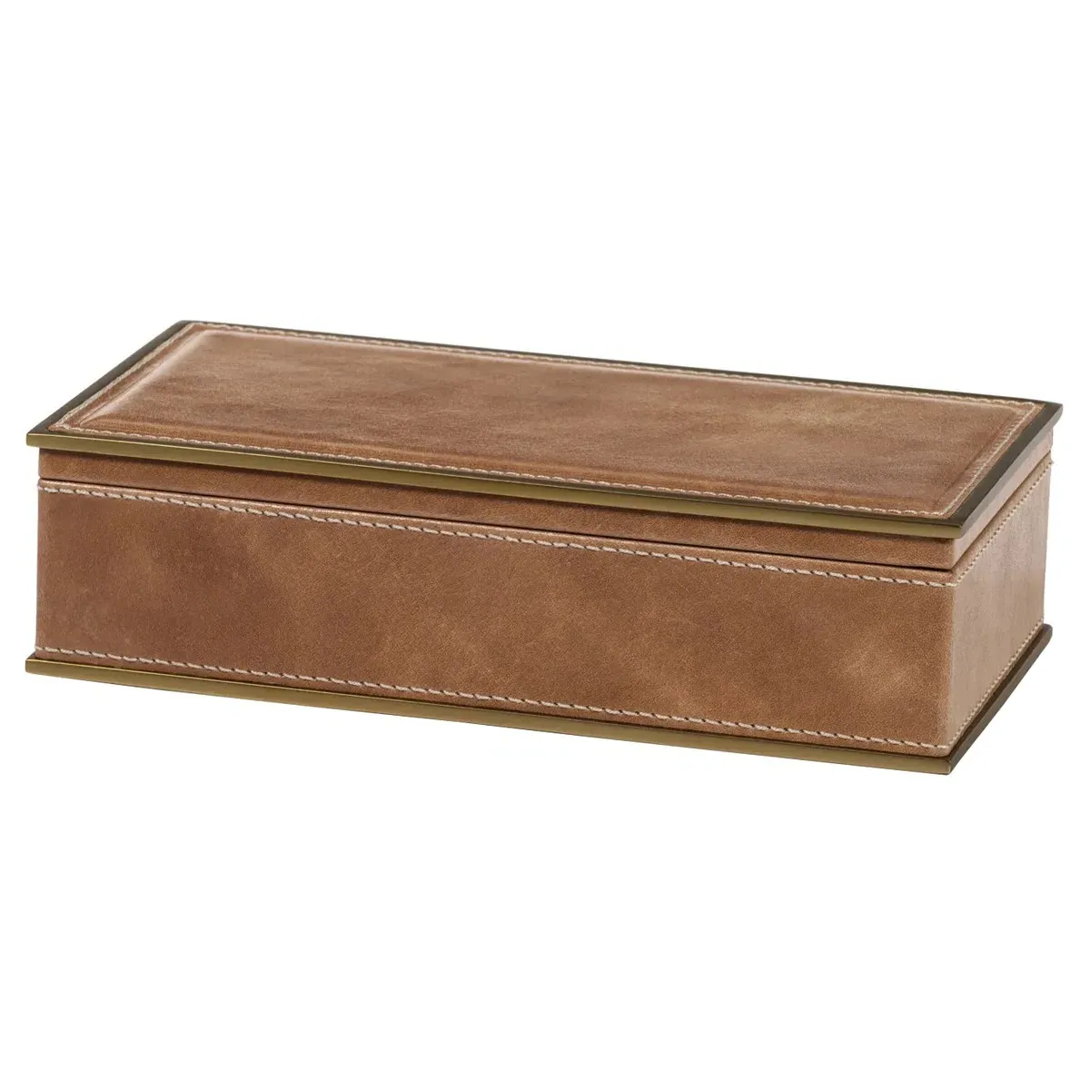 Eron Small Decorative Box - Brown, Leather image