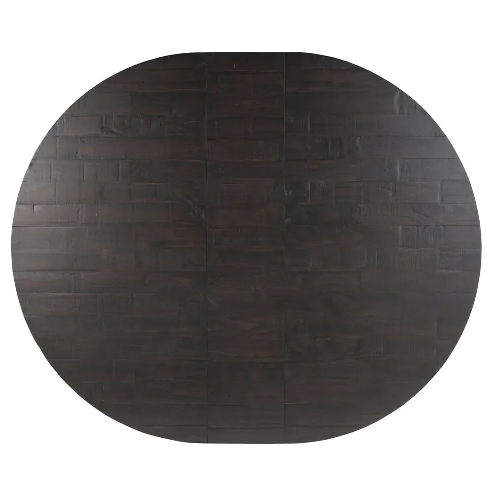 Ervin Round Extendable Dining Table - Black, Reclaimed Wood