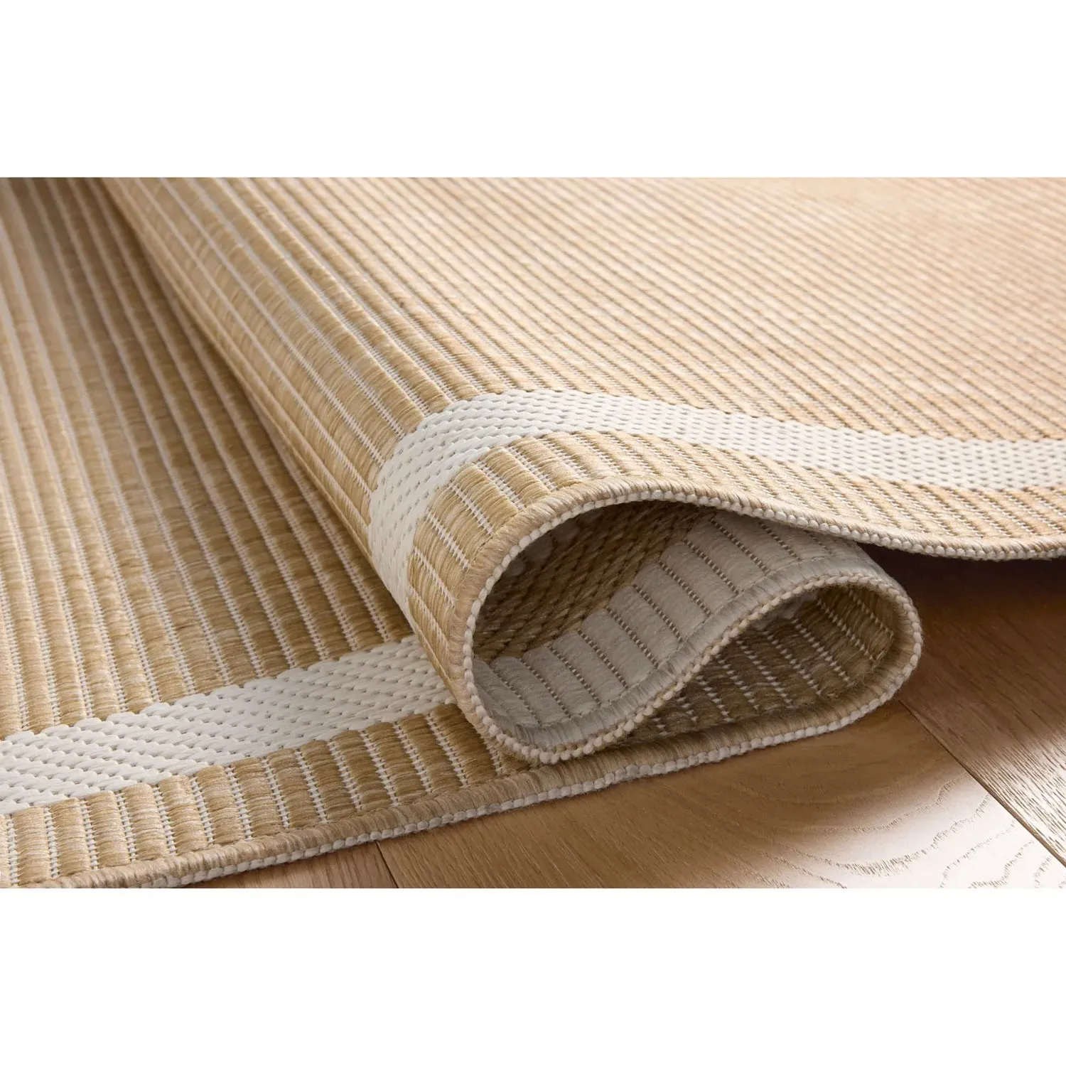 Esme Border Indoor Outdoor Rug Sample - Beige, Polypropylene