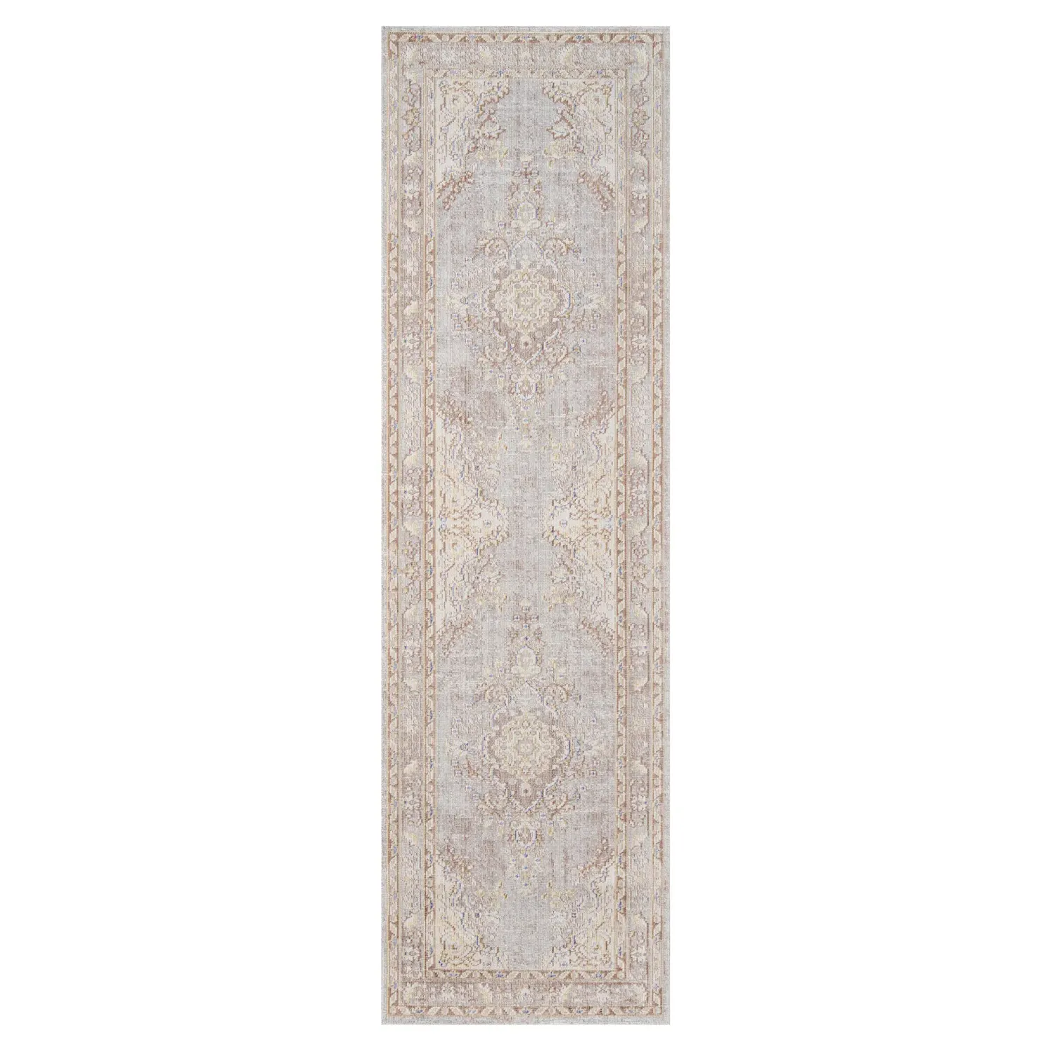 Esme Medallion Patterned Rug - Grey, Polyester