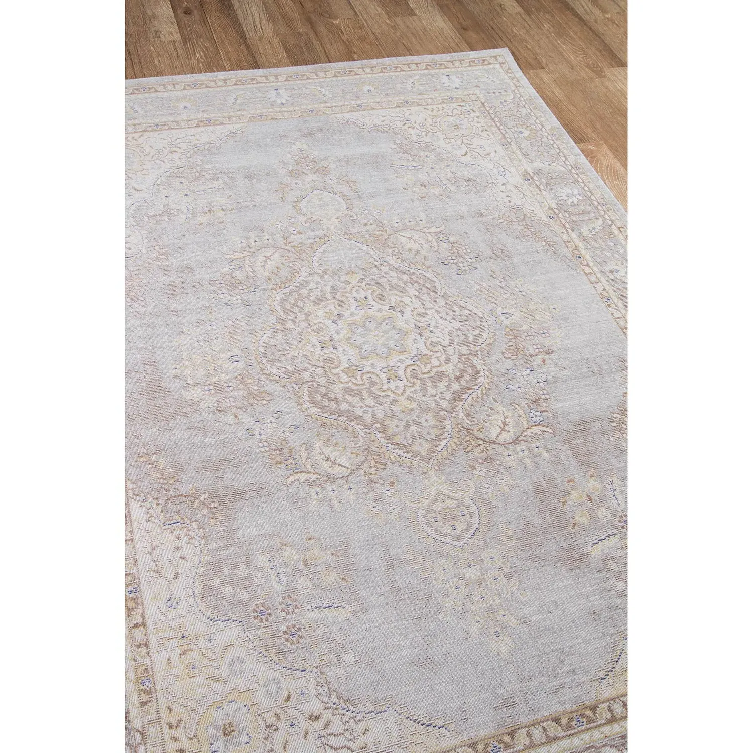 Esme Medallion Patterned Rug - Grey, Polyester