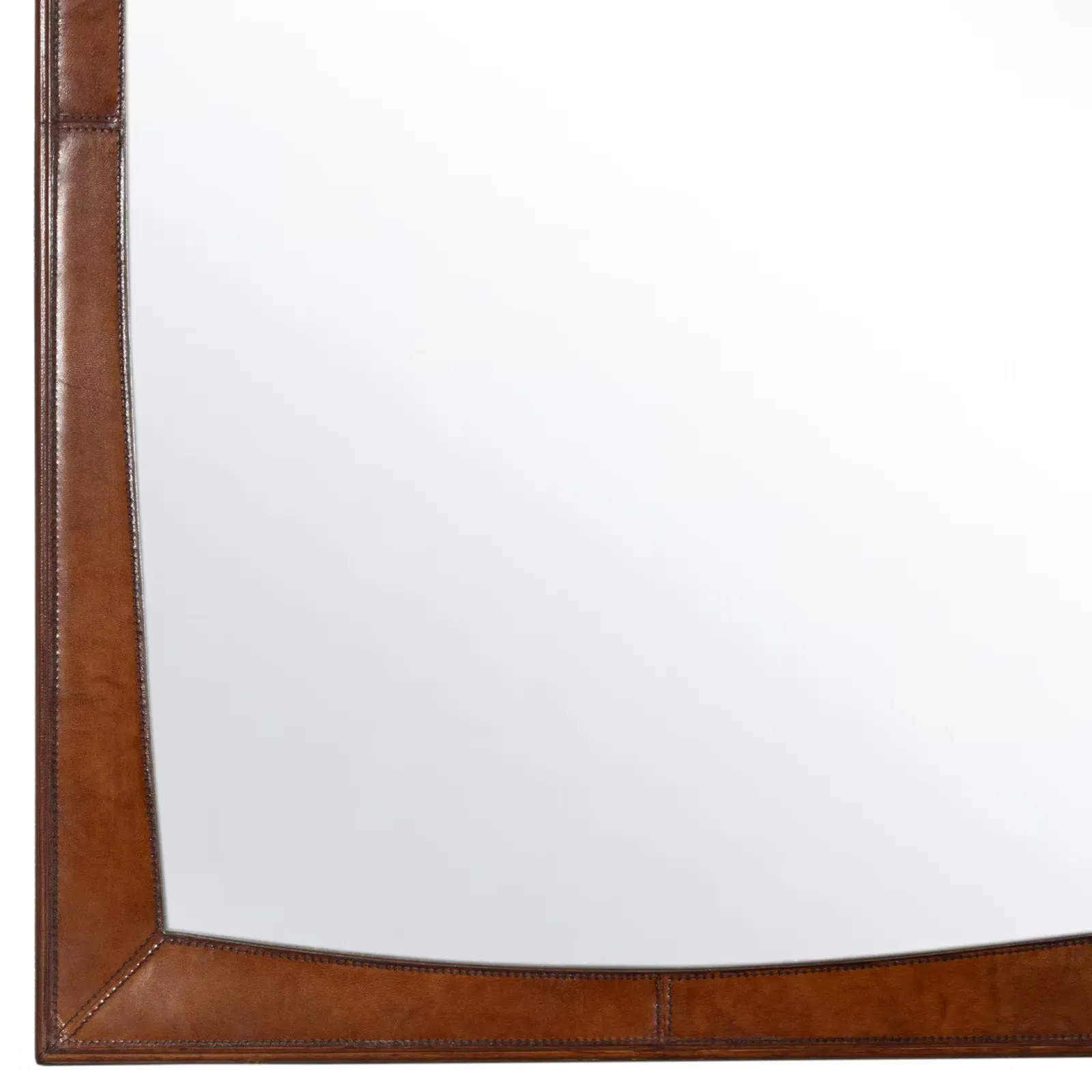 Estaban Rectangular Wall Mirror - Tan, Leather
