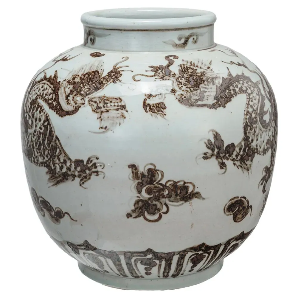 Estella Dragon Decorative Table Vase - White, Porcelain