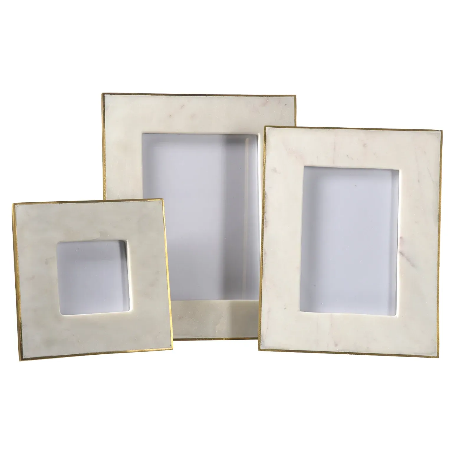 Estelle 4x6 Picture Frame with Gold Edge - White, Marble