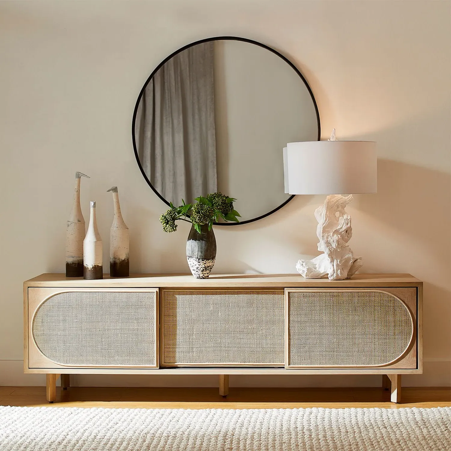 Estelle Driftwood Table Lamp - White, Linen