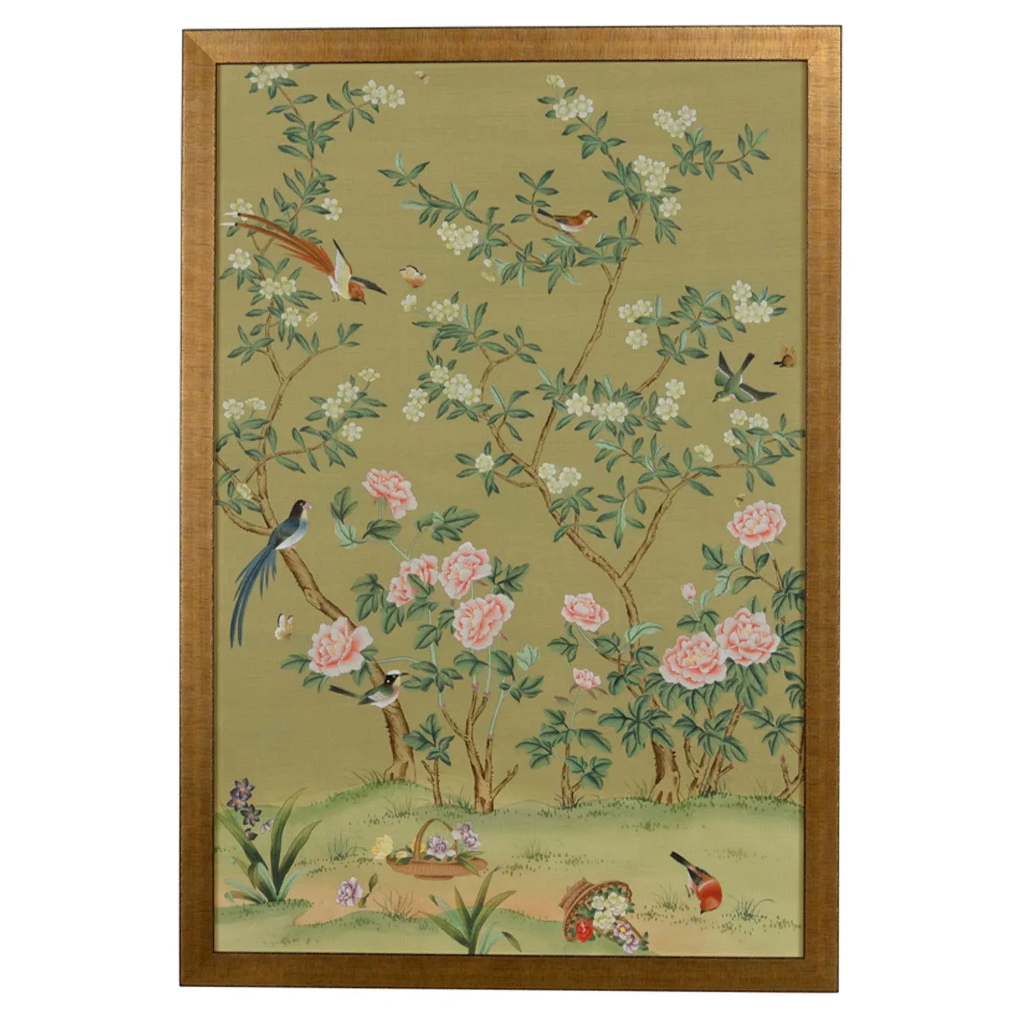 Estelle French Country Panel Painting - Green, Gold Frame image