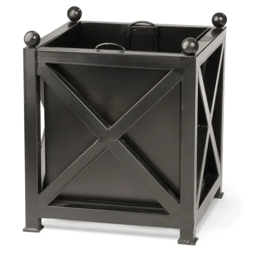 Estelle Square Outdoor Planter - Black, Metal image