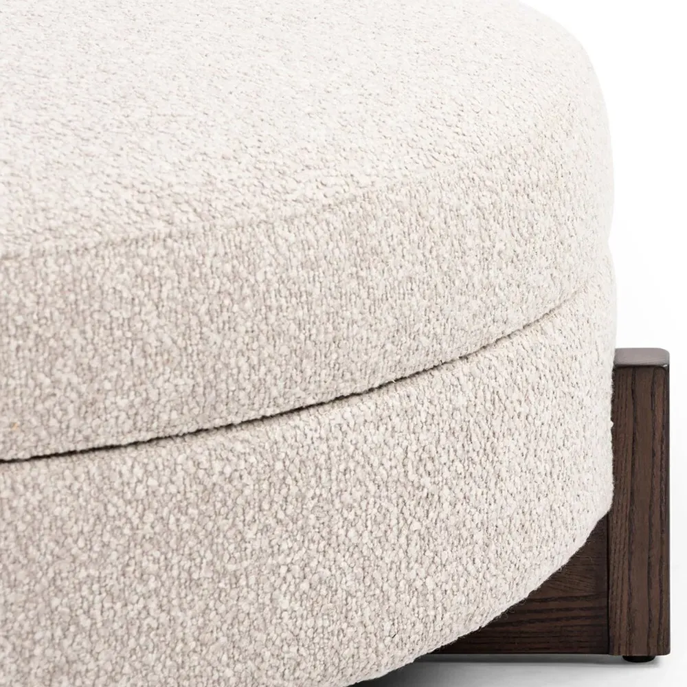 Ester Round Storage Ottoman - Beige, Boucle