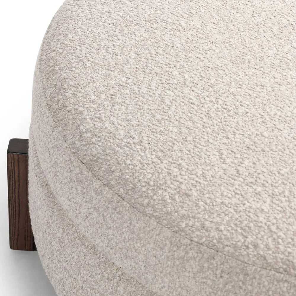 Ester Round Storage Ottoman - Beige, Boucle