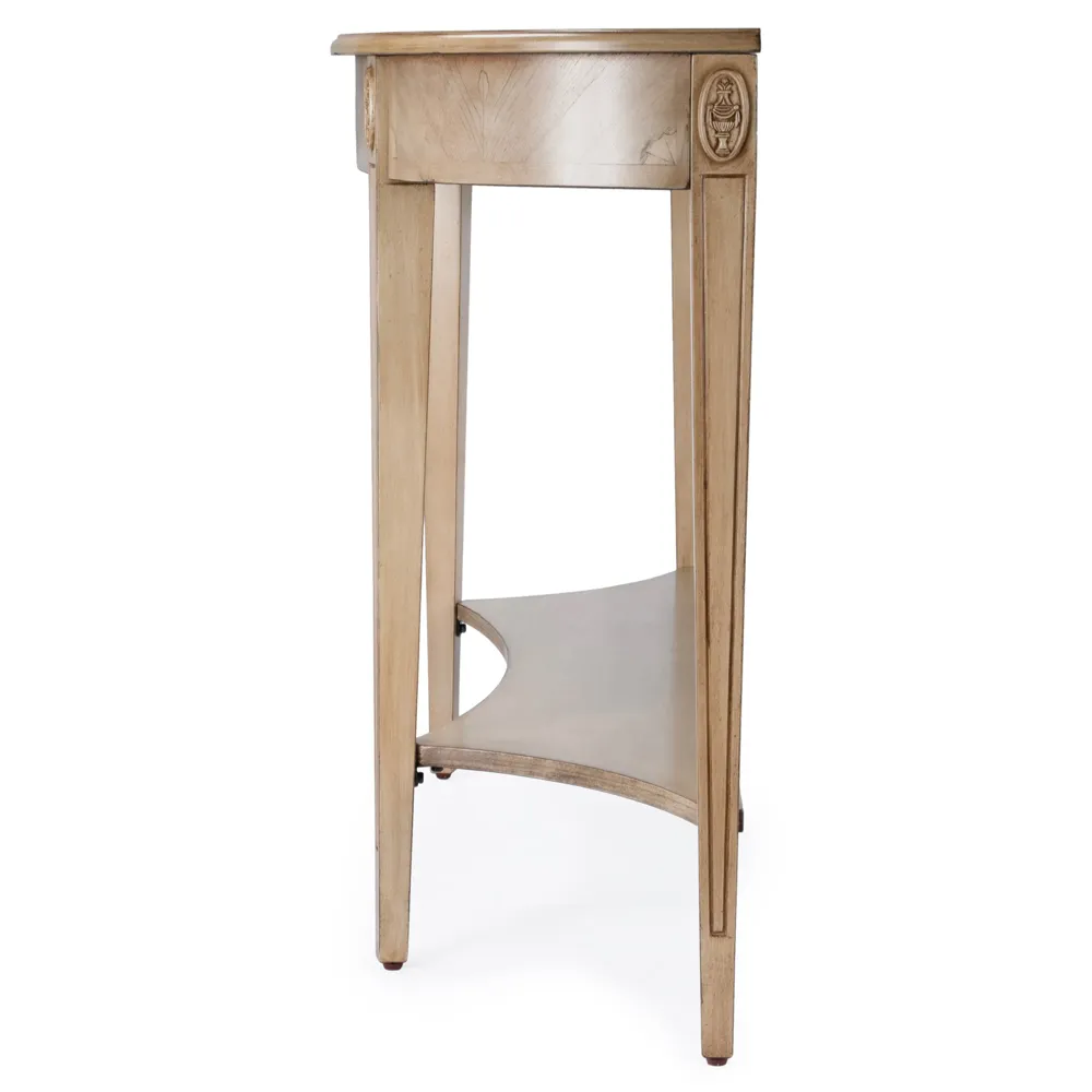 Estrella Demilune Console Table with Storage - Antique Beige