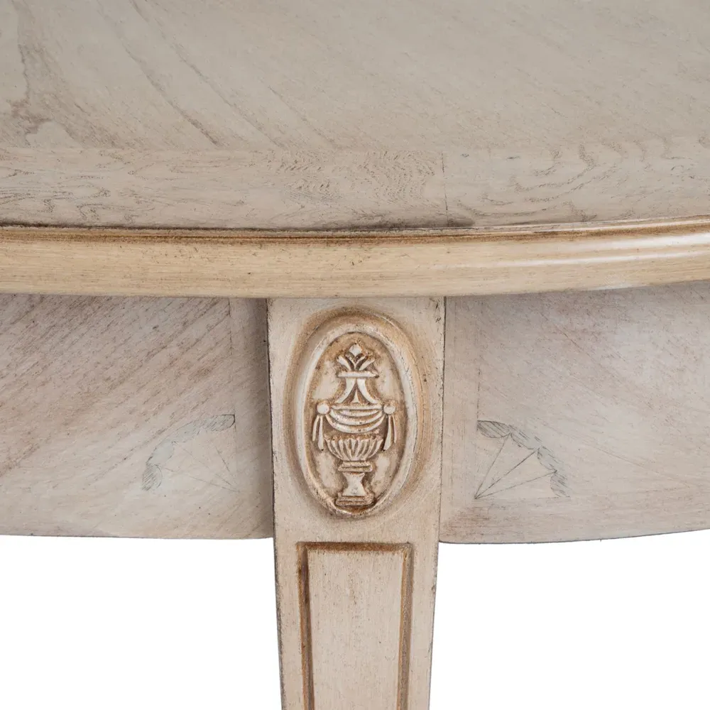 Estrella Demilune Console Table with Storage - Antique Beige