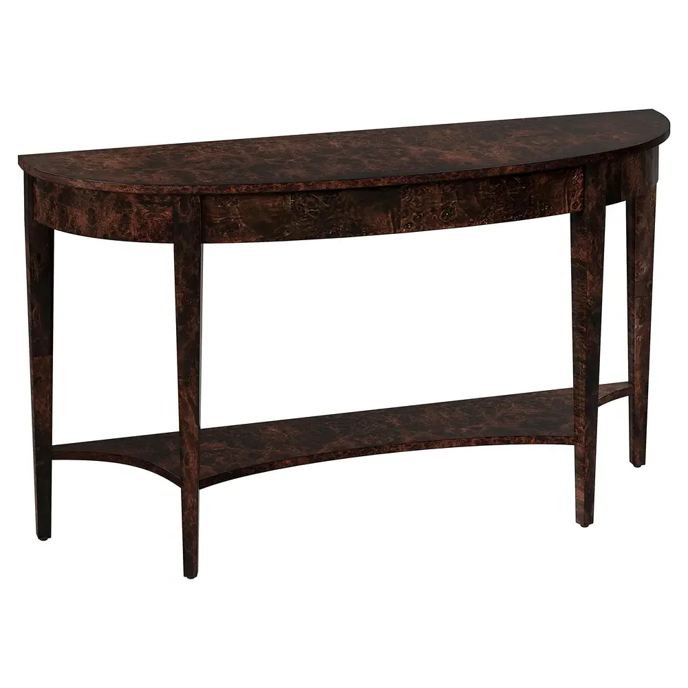 Estrella Demilune Console Table with Storage - Dark Burl