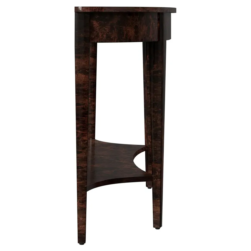 Estrella Demilune Console Table with Storage - Dark Burl