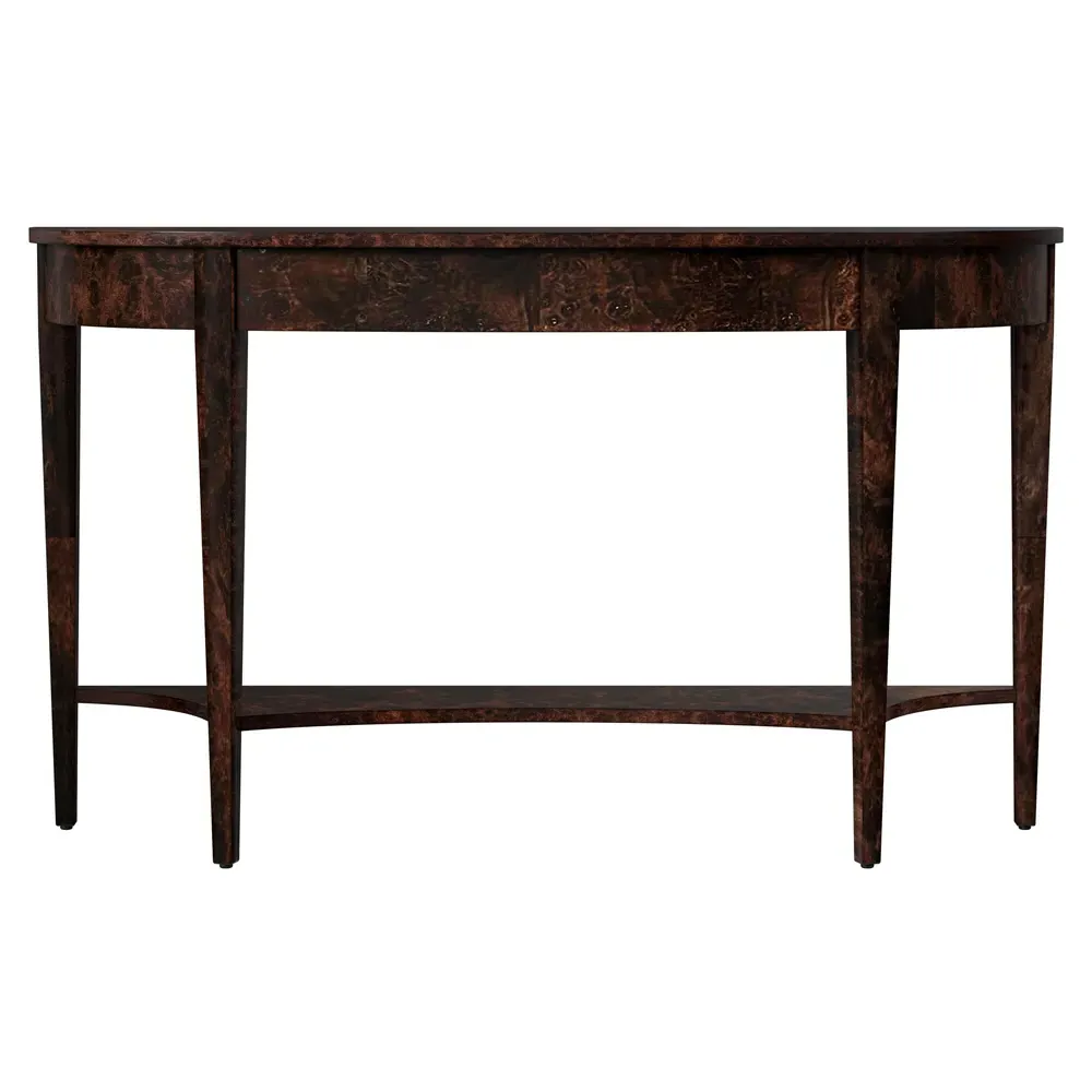 Estrella Demilune Console Table with Storage - Dark Burl