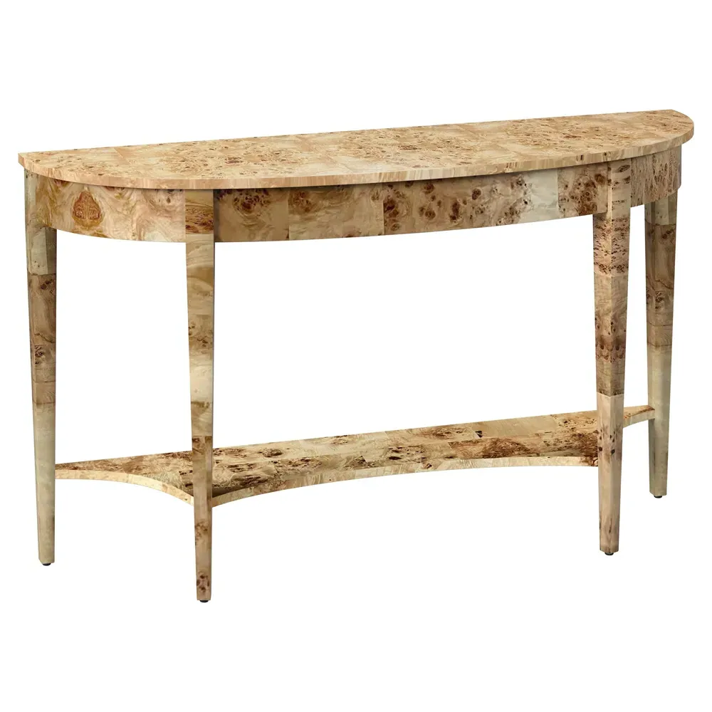 Estrella Demilune Console Table with Storage - Light Burl