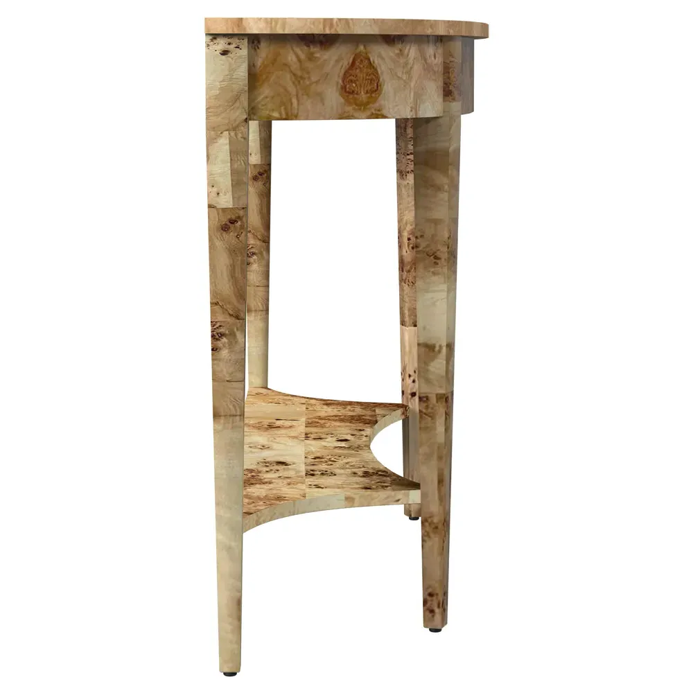 Estrella Demilune Console Table with Storage - Light Burl