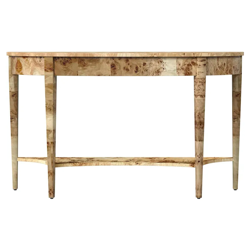 Estrella Demilune Console Table with Storage - Light Burl