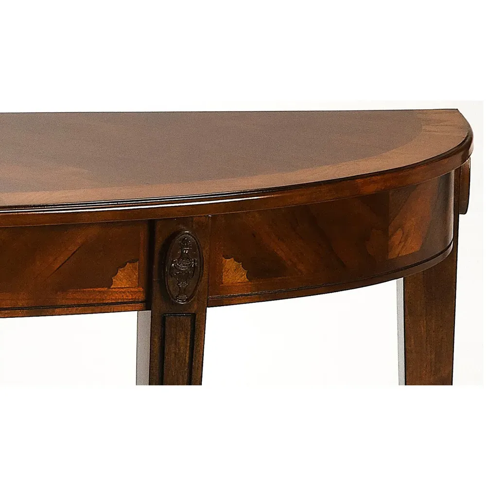 Estrella Demilune Console Table with Storage - Nutmeg Brown