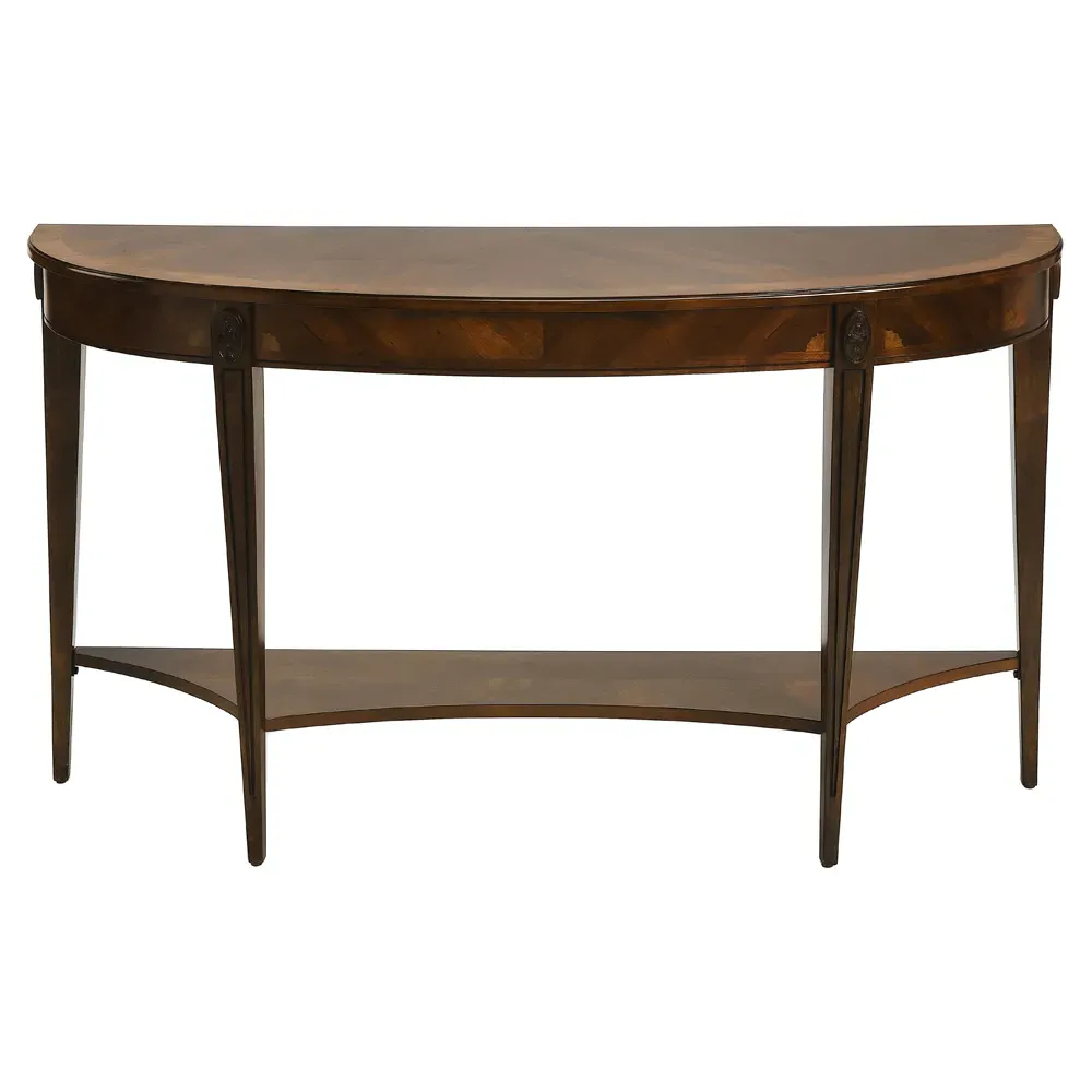 Estrella Demilune Console Table with Storage - Nutmeg Brown