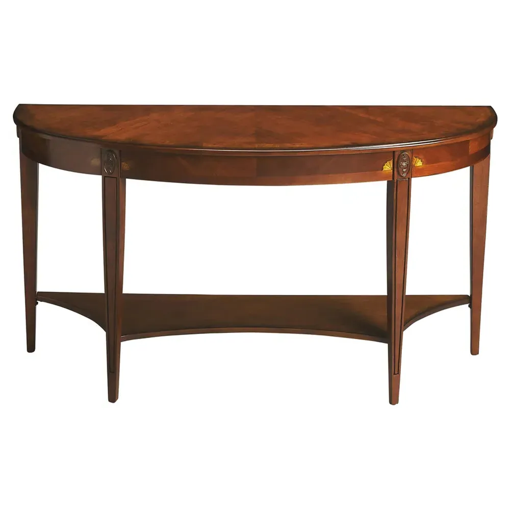 Estrella Demilune Console Table with Storage - Olive Ash Brown