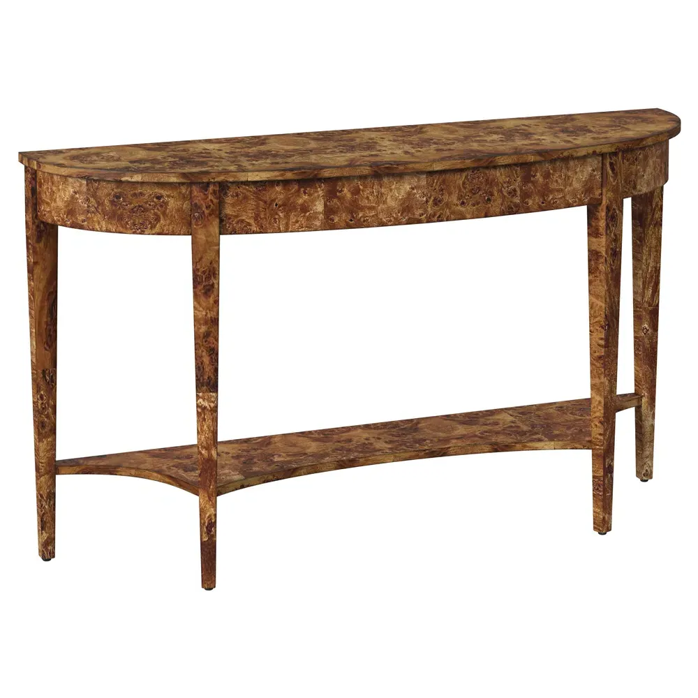 Estrella Demilune Console Table with Storage - Traditional Burl