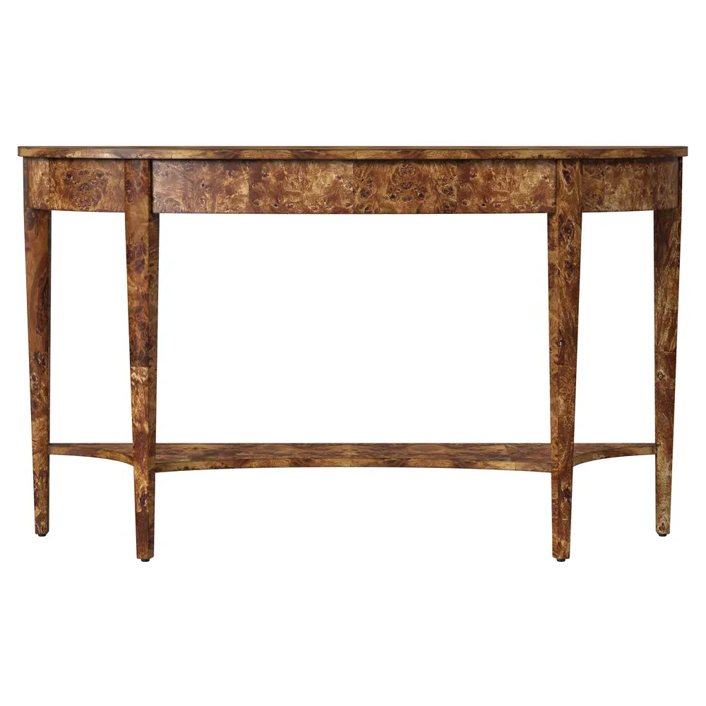 Estrella Demilune Console Table with Storage - Traditional Burl