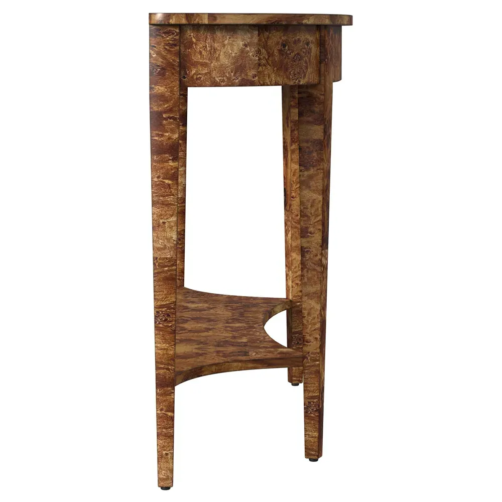 Estrella Demilune Console Table with Storage - Traditional Burl