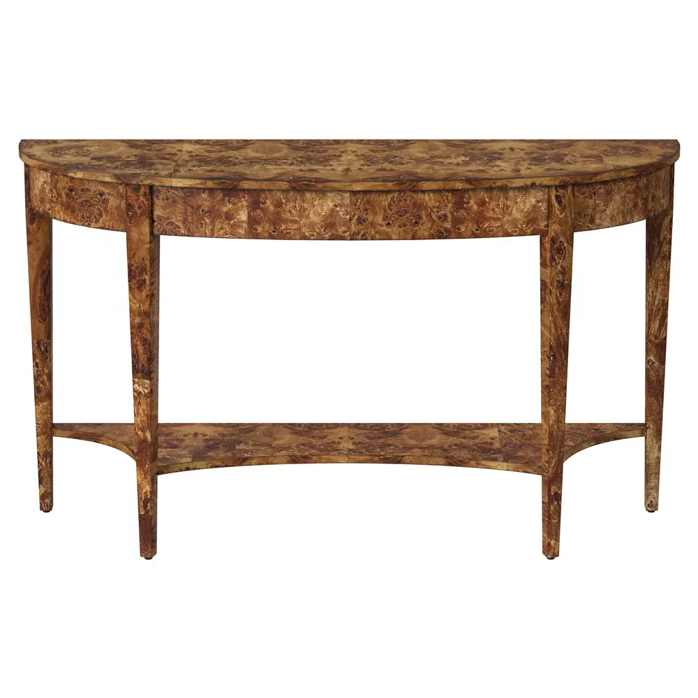 Estrella Demilune Console Table with Storage - Traditional Burl