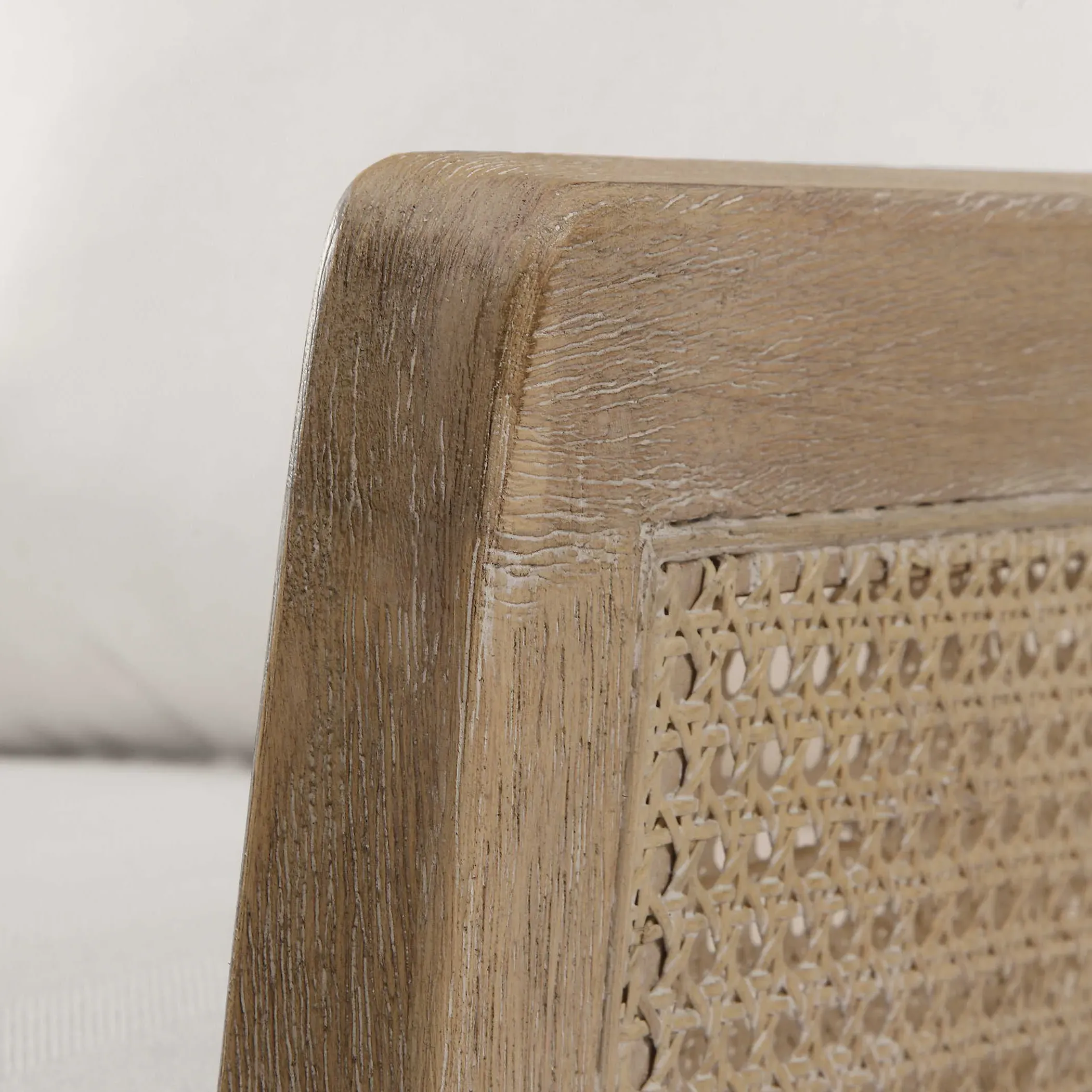 Ethan Woven Cane Arm Chair - Cream, Performance Fabric