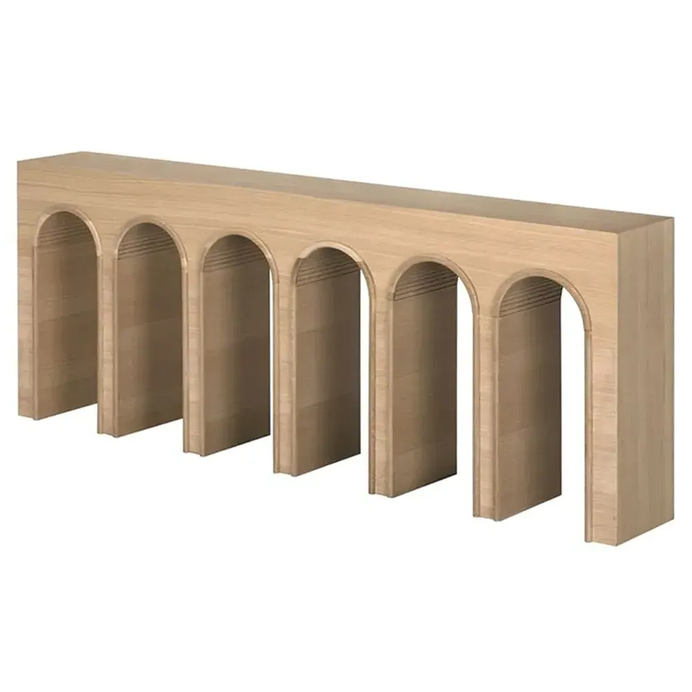 Etta Arched Console Table - Brown, White Oak