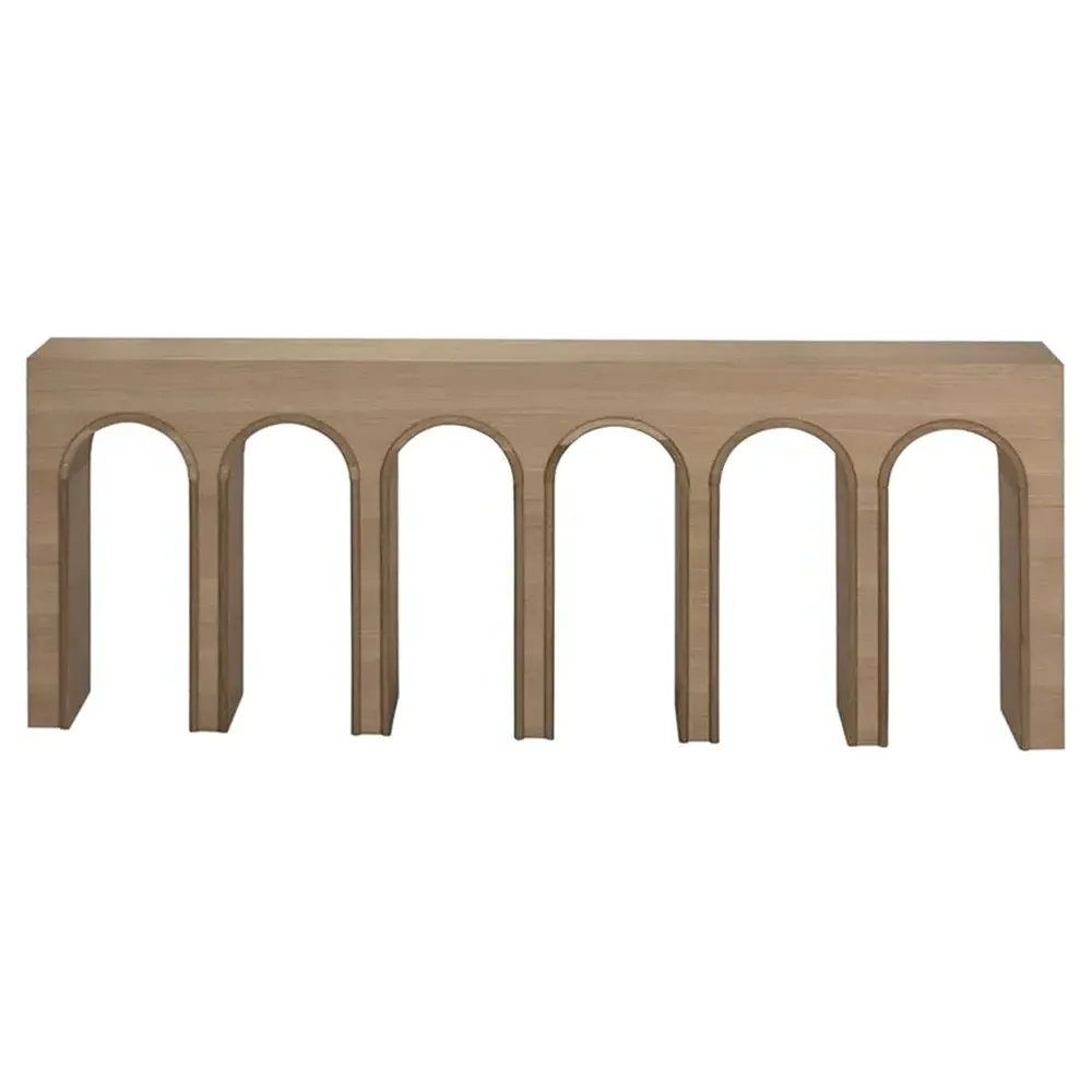 Etta Arched Console Table - Brown, White Oak