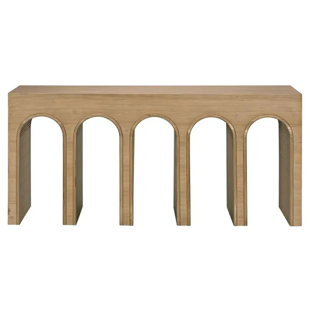 Etta Arched Console Table - Brown, White Oak image