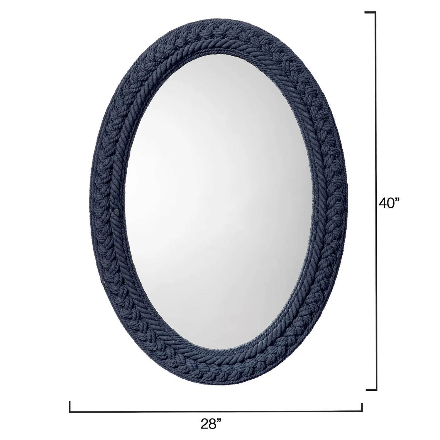 Eula Oval Wall Mirror - Blue, Cotton Rope