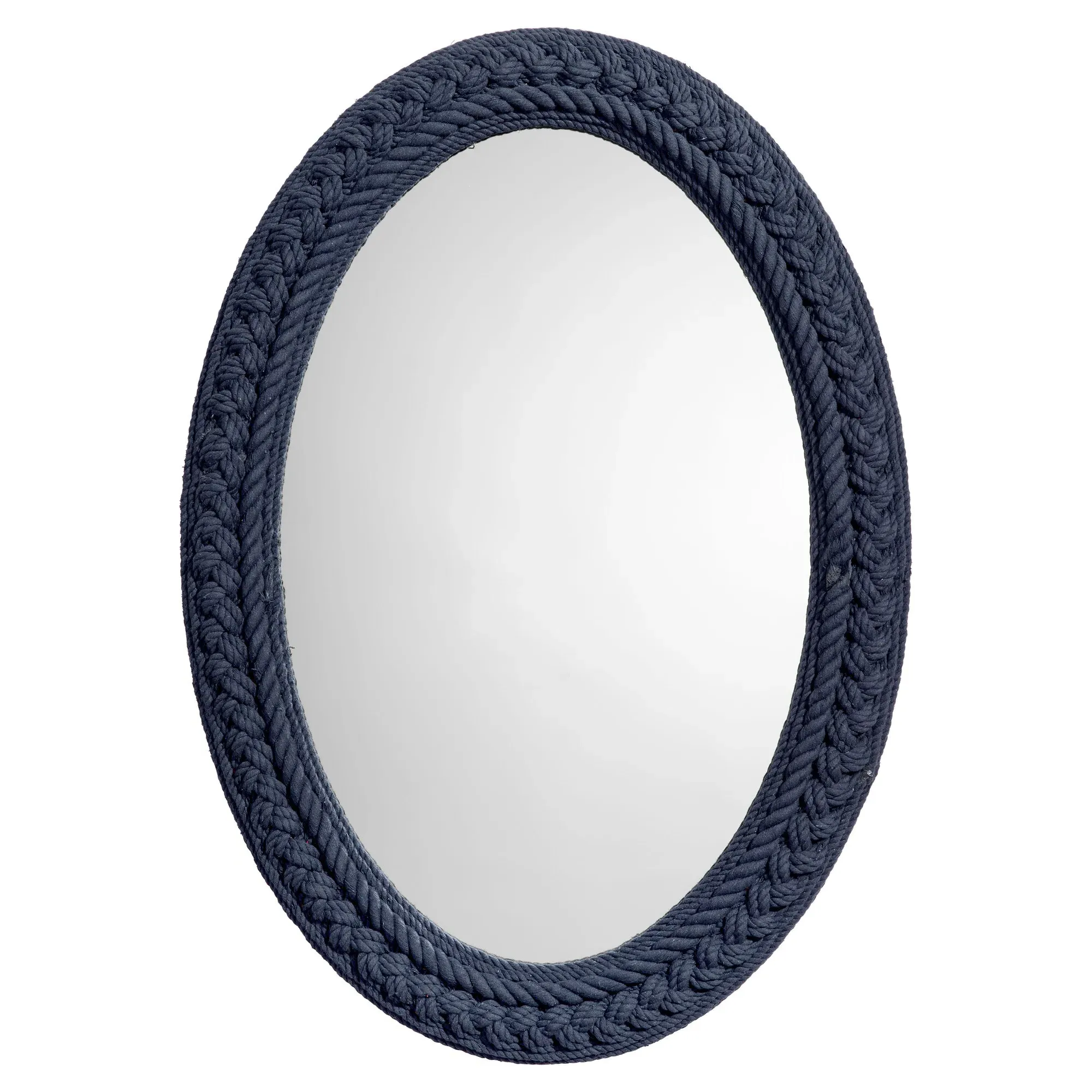 Eula Oval Wall Mirror - Blue, Cotton Rope image