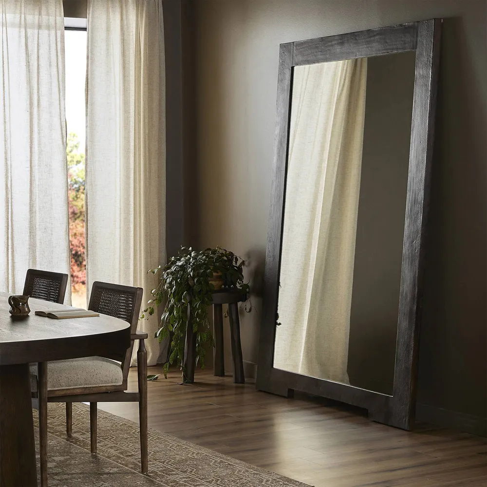 Euna Floor Mirror - Black, Aluminum