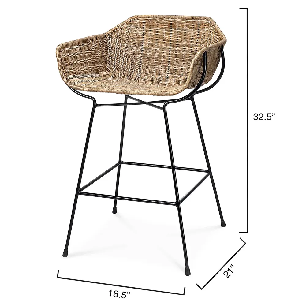 Eva Counter Stool - Brown, Rattan