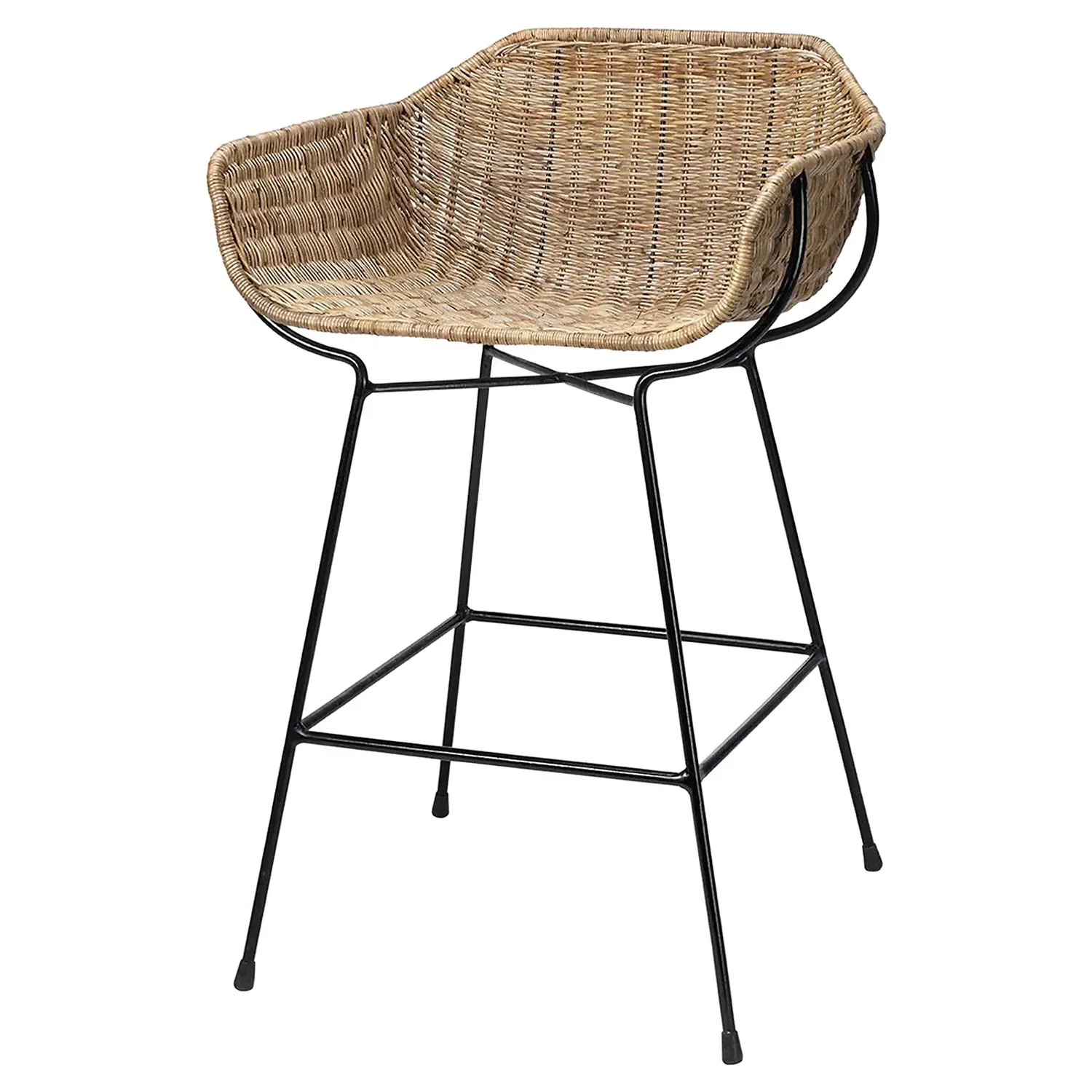 Eva Counter Stool - Brown, Rattan