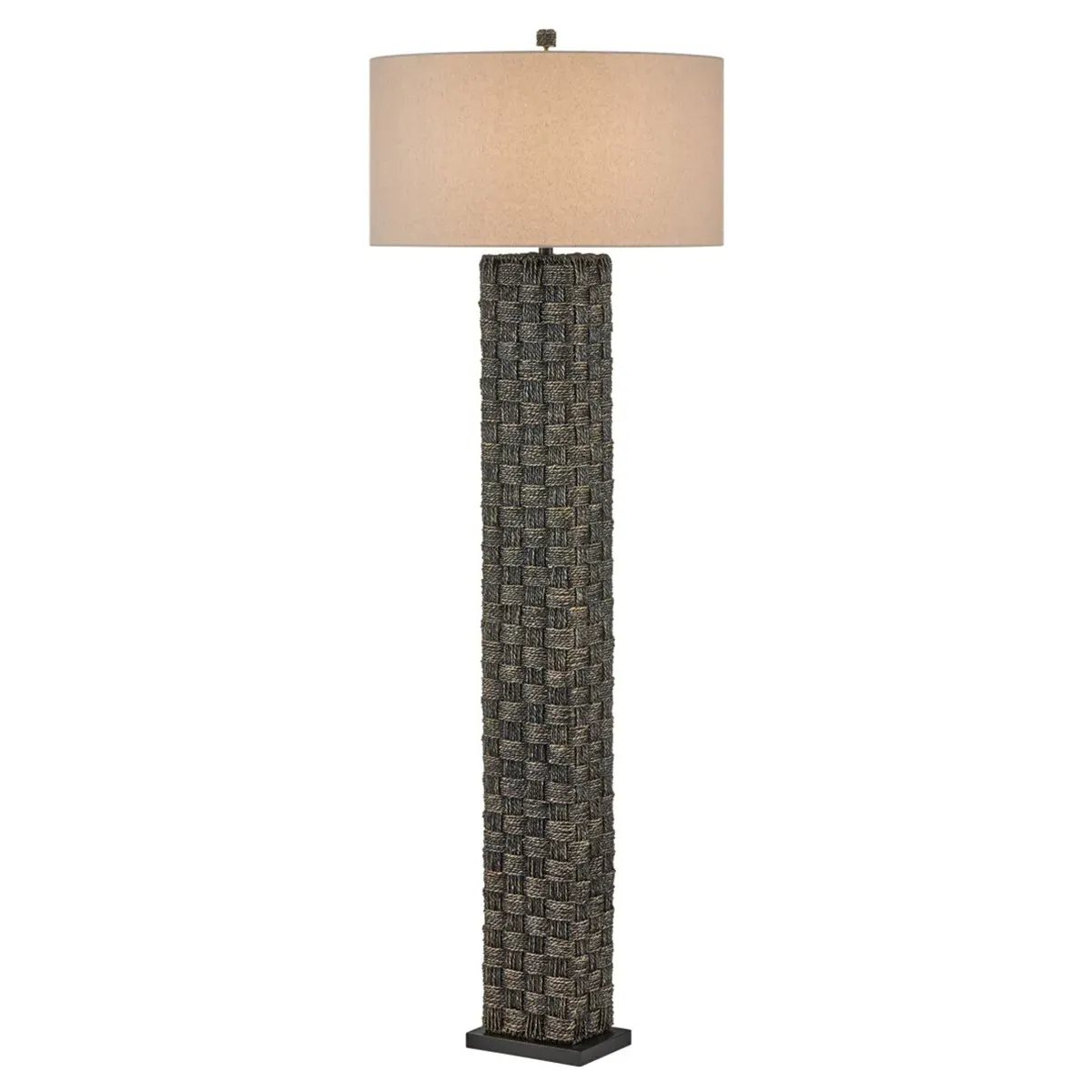 Evania Column Floor Lamp - Black, Seagrass