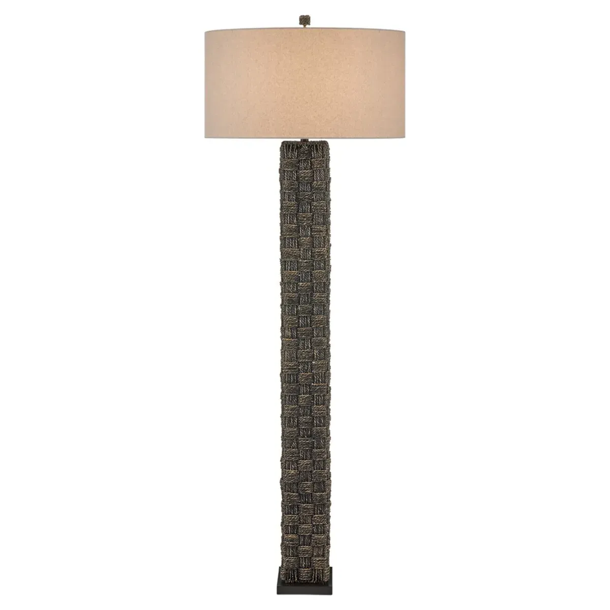 Evania Column Floor Lamp - Black, Seagrass