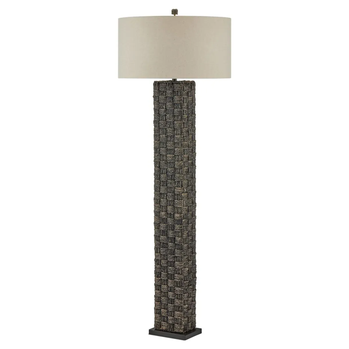 Evania Column Floor Lamp - Black, Seagrass