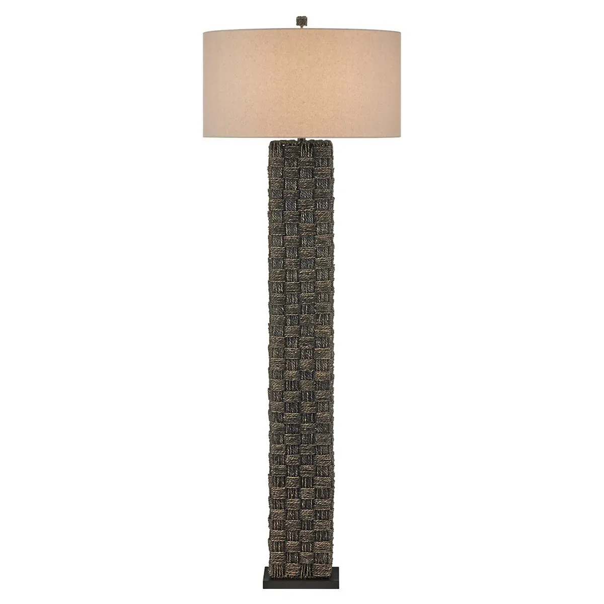 Evania Column Floor Lamp - Black, Seagrass